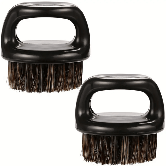 Black Barber Neck & Beard Duster Set – 2pc Knuckle Grip Brushes Beauty Barber Equipment